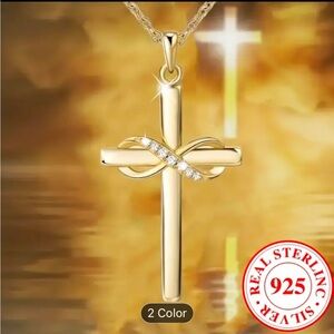 Stylish Gold Cross Necklace with Modern Design and Polished Finish